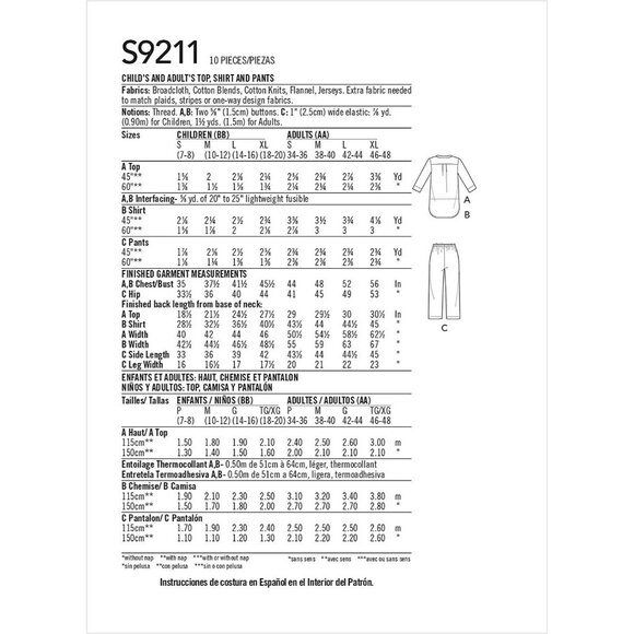 Simplicity Sewing Pattern 9211 10698 ADULT ONLY Top Shirt Pants Size S-XL - Picture 3 of 3